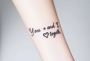 "You and I Together" with a cross and a heart tattoo idea