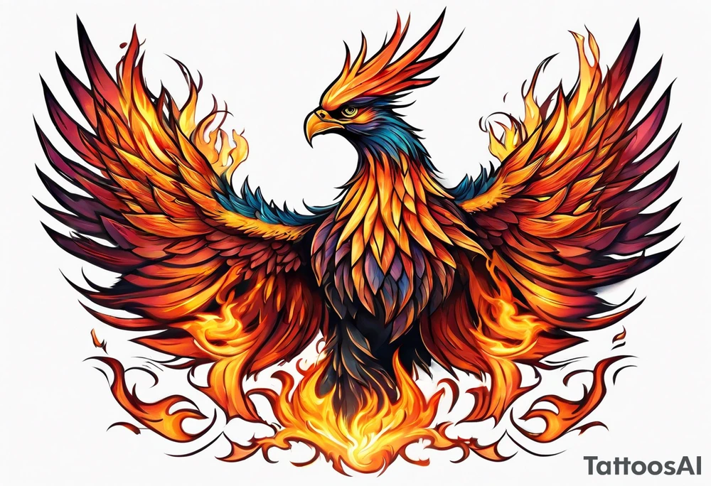Phoenix rising from the ashes tattoo idea