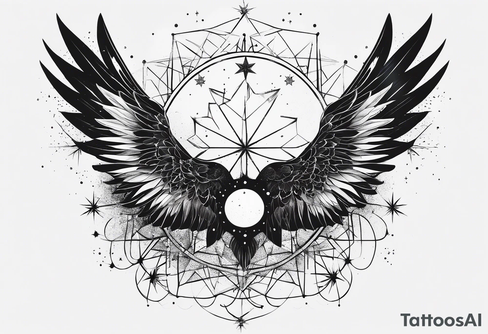 Constellation, wing , snow , géométric , flowe tattoo idea