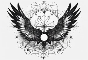 Constellation, wing , snow , géométric , flowe tattoo idea