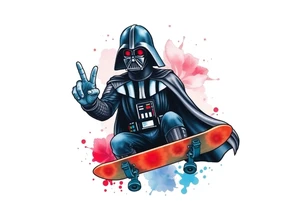 MEMORY TATTOO
Darth Vader skateboarding with Hawaiian hand signal hang loose in heaven, outdoors, bullets, star wars>blue and red 
"Darth Carter"
12/29/88-01/06/24 tattoo idea