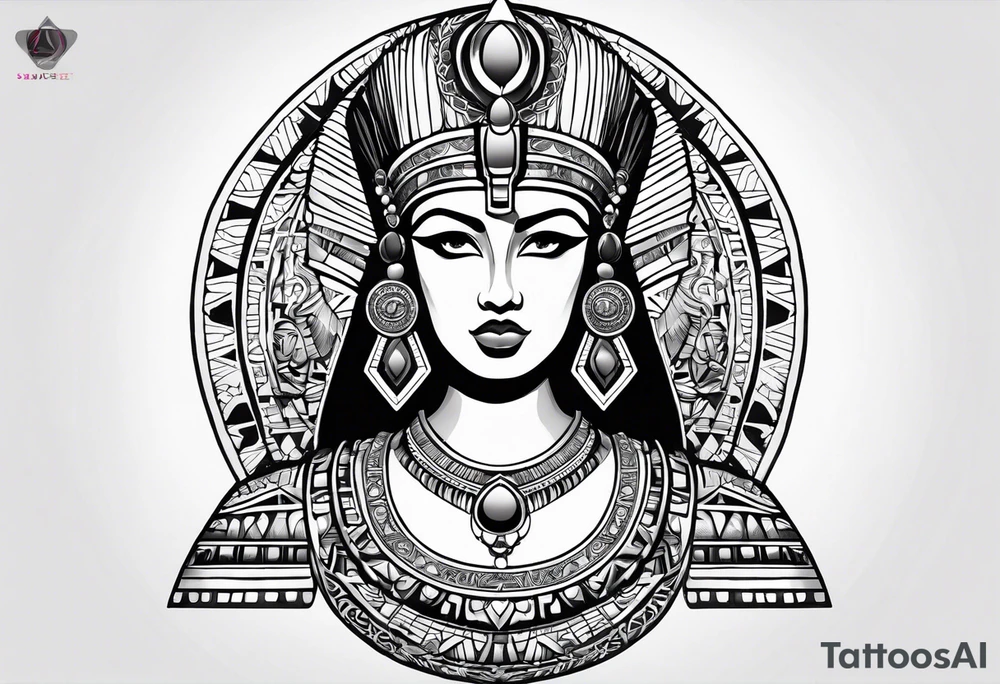 Cleopatra chest tattoo tribal tattoo idea