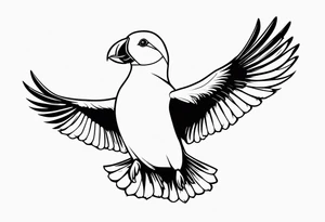 a flying puffin 
 - (mostly black coloured) forarm Tattoo tattoo idea