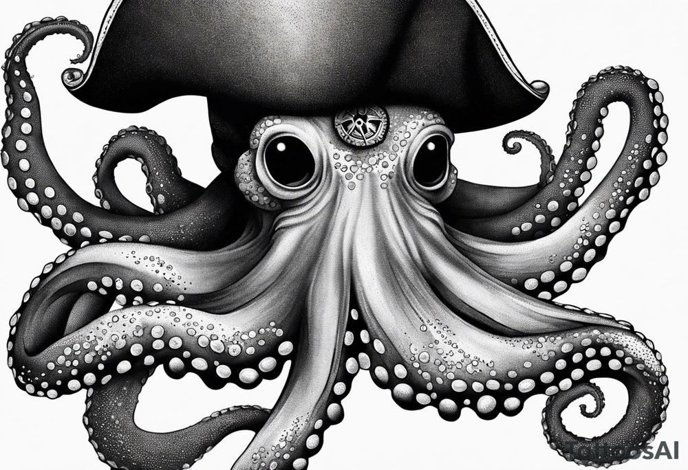octopus wearing a pirate hat tattoo idea