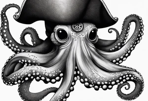 octopus wearing a pirate hat tattoo idea