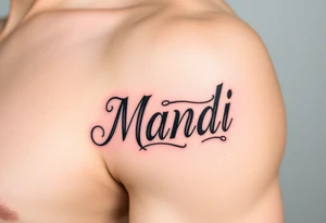 Name Mandi with blue eyes tattoo idea