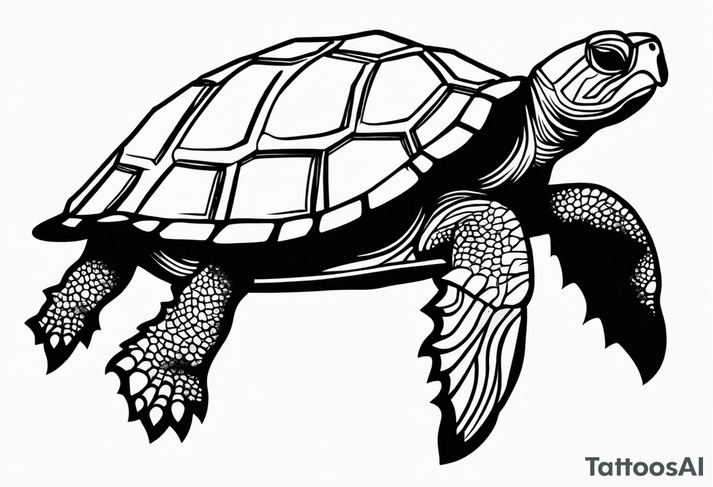 Turtle high on drugs, close up tattoo idea