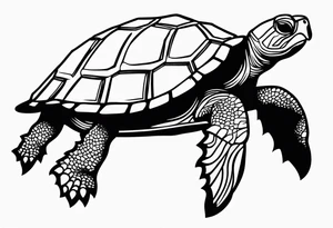 Turtle high on drugs, close up tattoo idea