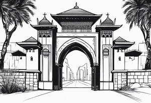 israel town gate vector tattoo idea