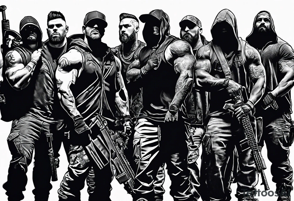 Rucking, brotherhood, shadows, fitness tattoo idea