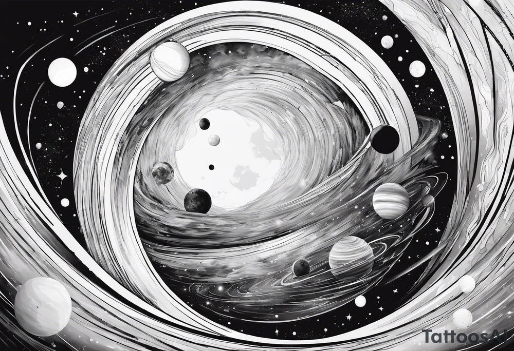 planets falling into a spiraling black hole tattoo idea planets falling into a spiraling black hole tattoo idea