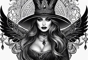 full arm sleeve very dark with Elphaba tattoo idea
