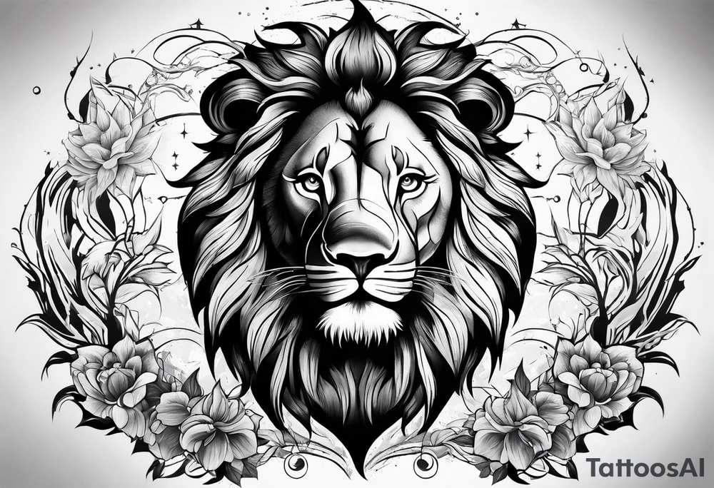 Lion in outerspace tattoo idea