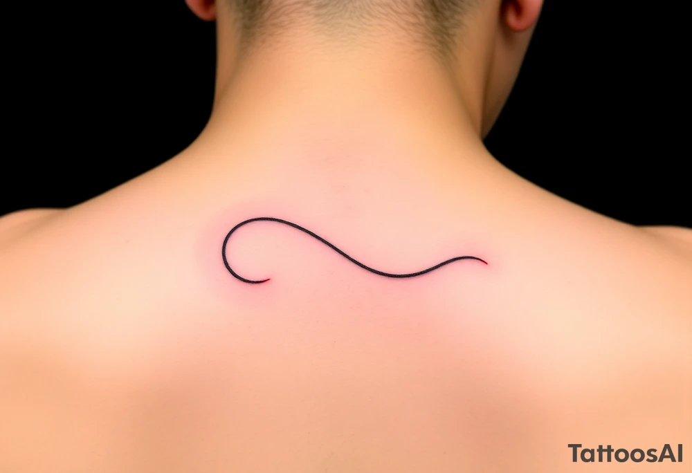 Quero uma tatuagem minimalista para o antebraço, com um design simbólico e discreto. O desenho deve começar com a data de nascimento do meu avô escrita em vermelho, seguida por um símbolo de infinito em branco, destacado com uma leve sombra ao redor. O infinito deve estender-se numa linha reta contínua, representando um infinito sem fim. A tatuagem deve ser delicada, elegante e proporcional, ocupando pouco espaço no antebraço tattoo idea