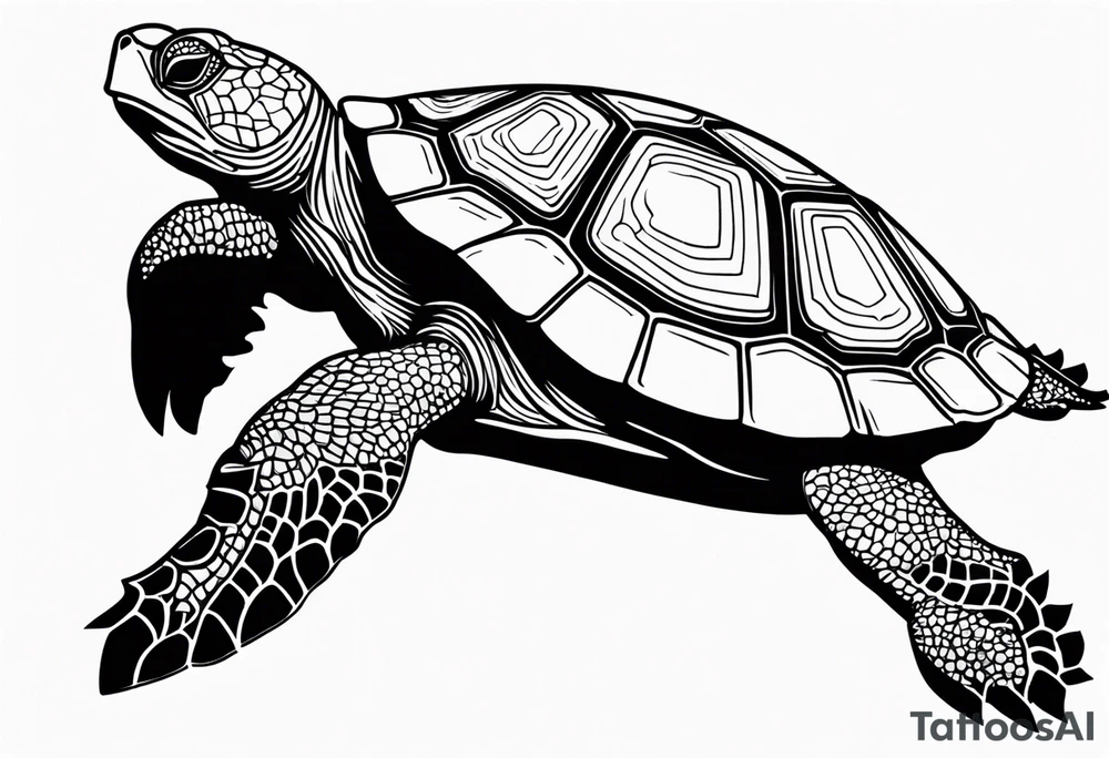 tropical psychedelic turtle, high-angle shot tattoo idea