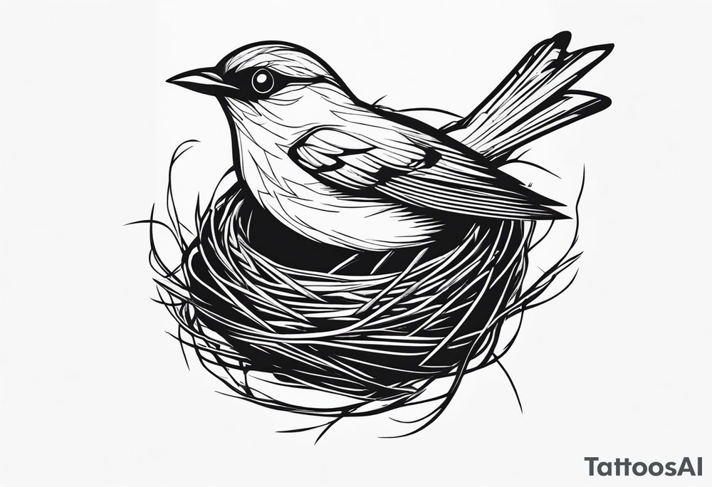 A bird with nest tattoo idea