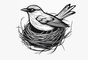 A bird with nest tattoo idea