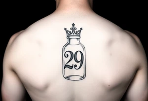 Baby bottle with crown and number 29 tattoo idea