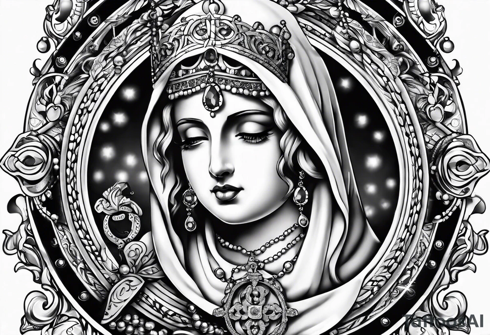 Rosary beed with name "Gerry" tattoo idea