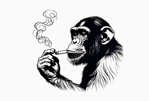 Chimpanzee smoking a cigarette tattoo idea
