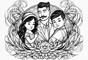 dad and wife with two boys tattoo idea