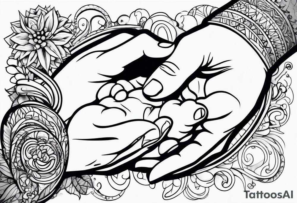 Mom dad holding baby hand tattoo idea