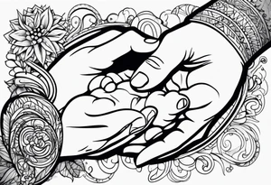 Mom dad holding baby hand tattoo idea