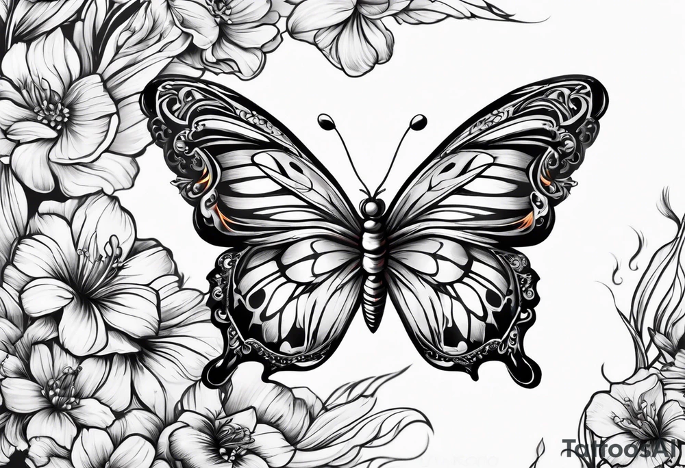 Butterfly with fire tattoo idea