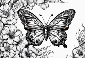 Butterfly with fire tattoo idea