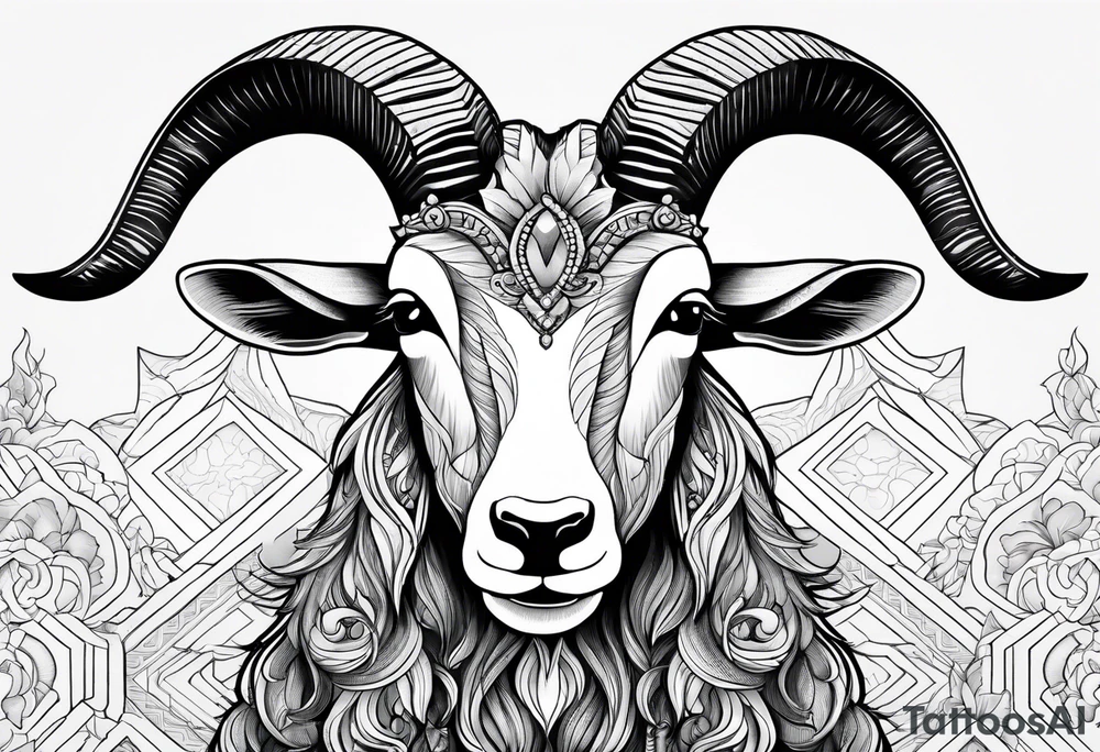 full body goat with kumo clouds tattoo idea