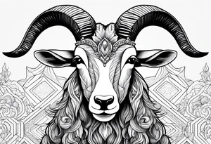 full body goat with kumo clouds tattoo idea