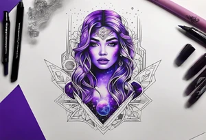 Galaxy image with bright blacklight-colored purple tattoo idea
