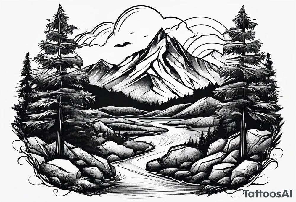simple hiking mountains tattoo idea