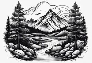 simple hiking mountains tattoo idea