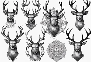 Majestic stag with exagerrated antlers tattoo idea