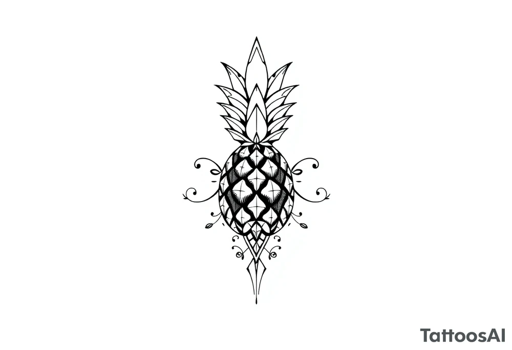 Majestic ,crown pineapple top vagina and anus tattoo idea