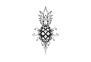 Majestic ,crown pineapple top vagina and anus tattoo idea