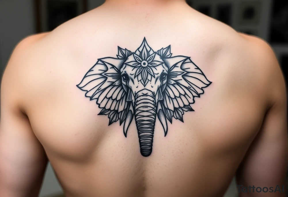 powerful majestic elephant head mandala tattoo idea