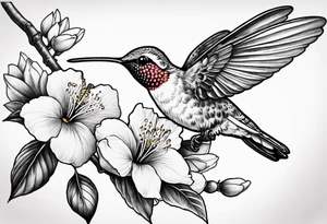 Propose moi un tatouage dans le dos les éléments sont : colibri carte de la Martinique fleur de prunus du Japon tattoo idea