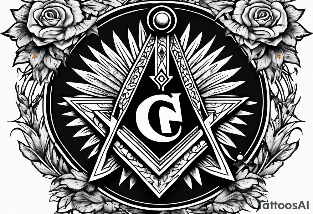 Masonic square and compass on staff of caduceus tattoo idea