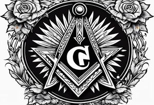 Masonic square and compass on staff of caduceus tattoo idea
