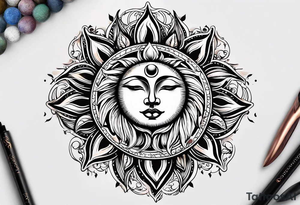 moon and sun tattoo idea