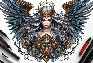 Warrior Angel tattoo for thigh tattoo idea