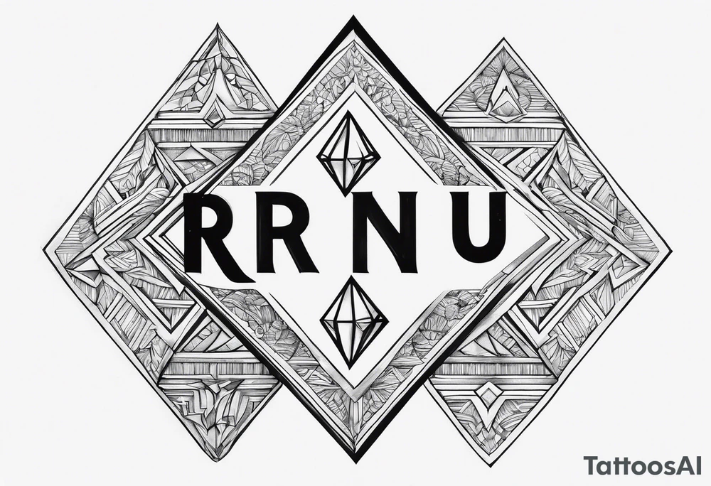 Diamond Symbol with name Aarna and Ranu tattoo idea