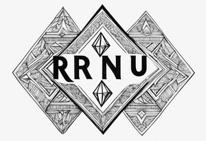 Diamond Symbol with name Aarna and Ranu tattoo idea