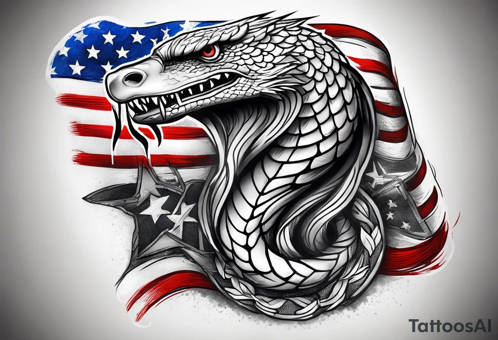 American patriotic forearm tattoo that includes the American flag, the phrase "Don't Tread on Me" tattoo idea