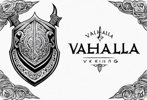 Valhalla viking helmet 
Sword shield tattoo idea