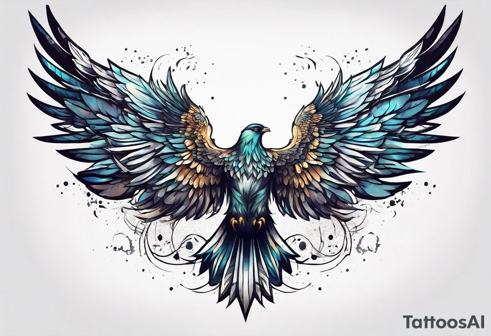 icarus with wings fying out of the world tattoo idea