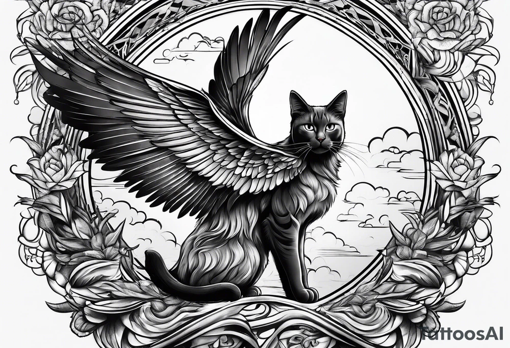 cat with wings tattoo idea