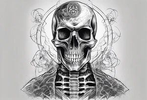 Biohazard x-ray skelton with body make it look masculine and scary tattoo idea